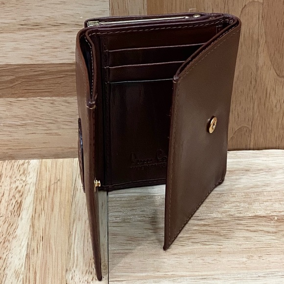 PIERRE CARDIN Paris Brown Leather Clutch Coin Purse Bifold Wallet - Picture 8 of 12